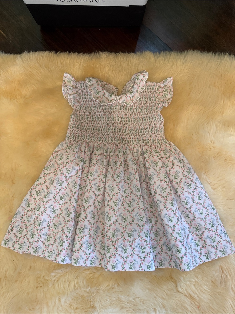 Smocked Floral Girls' Dress in Pink and Green